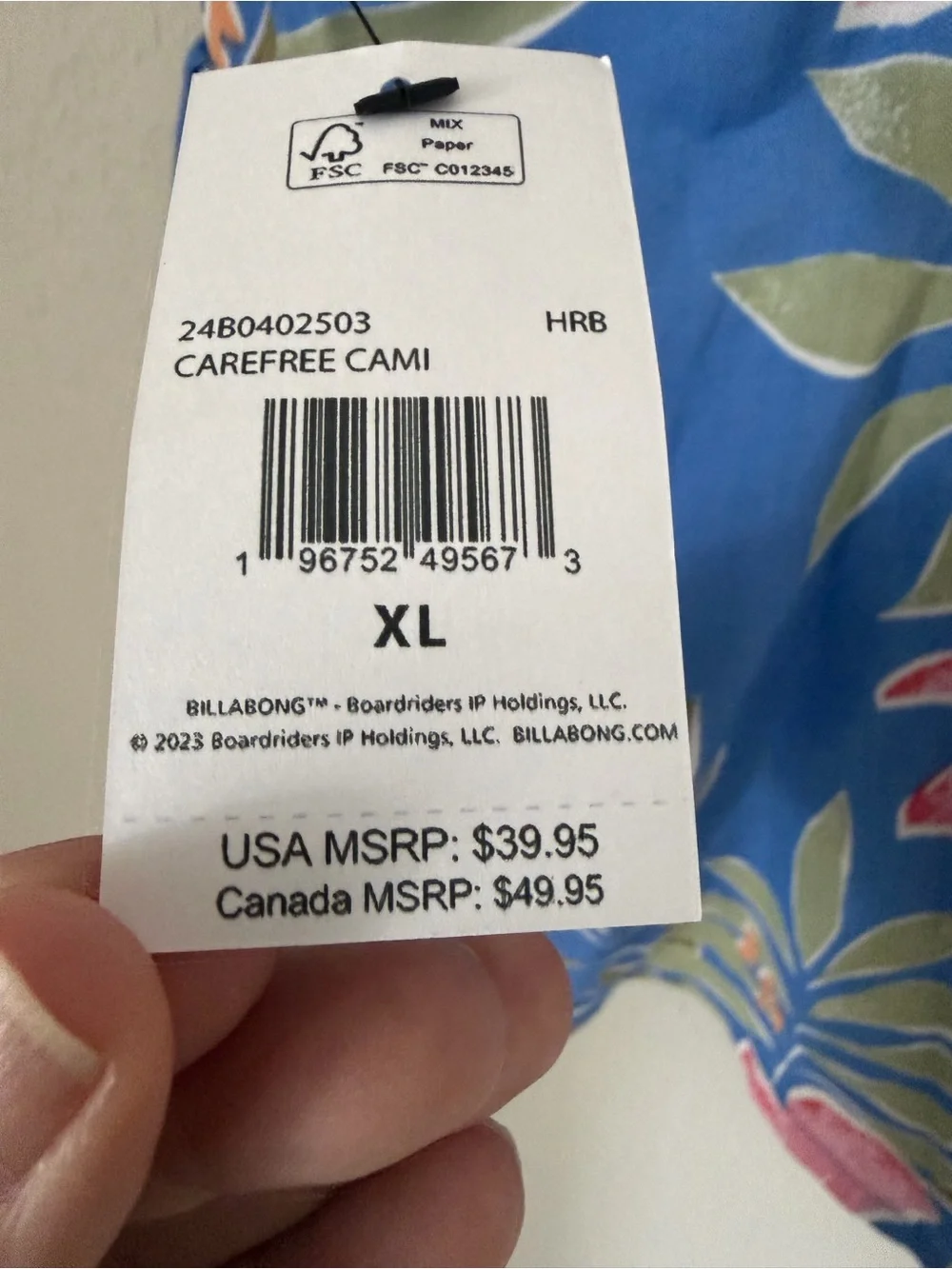 Billabong Blue Tropical Floral V-Neck Camisole - Picture 8 of 11